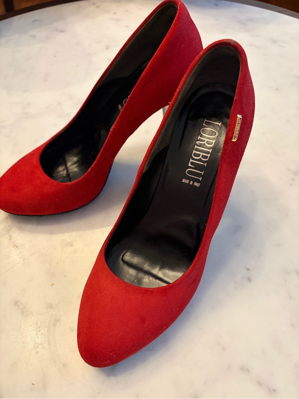 loriblu luxury Italian Designer Red‎ Suede Heels Size 38